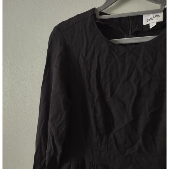 Frank + Oak Black Dress Womens Medium Long Sleeve Pockets Viscose - Picture 2 of 6